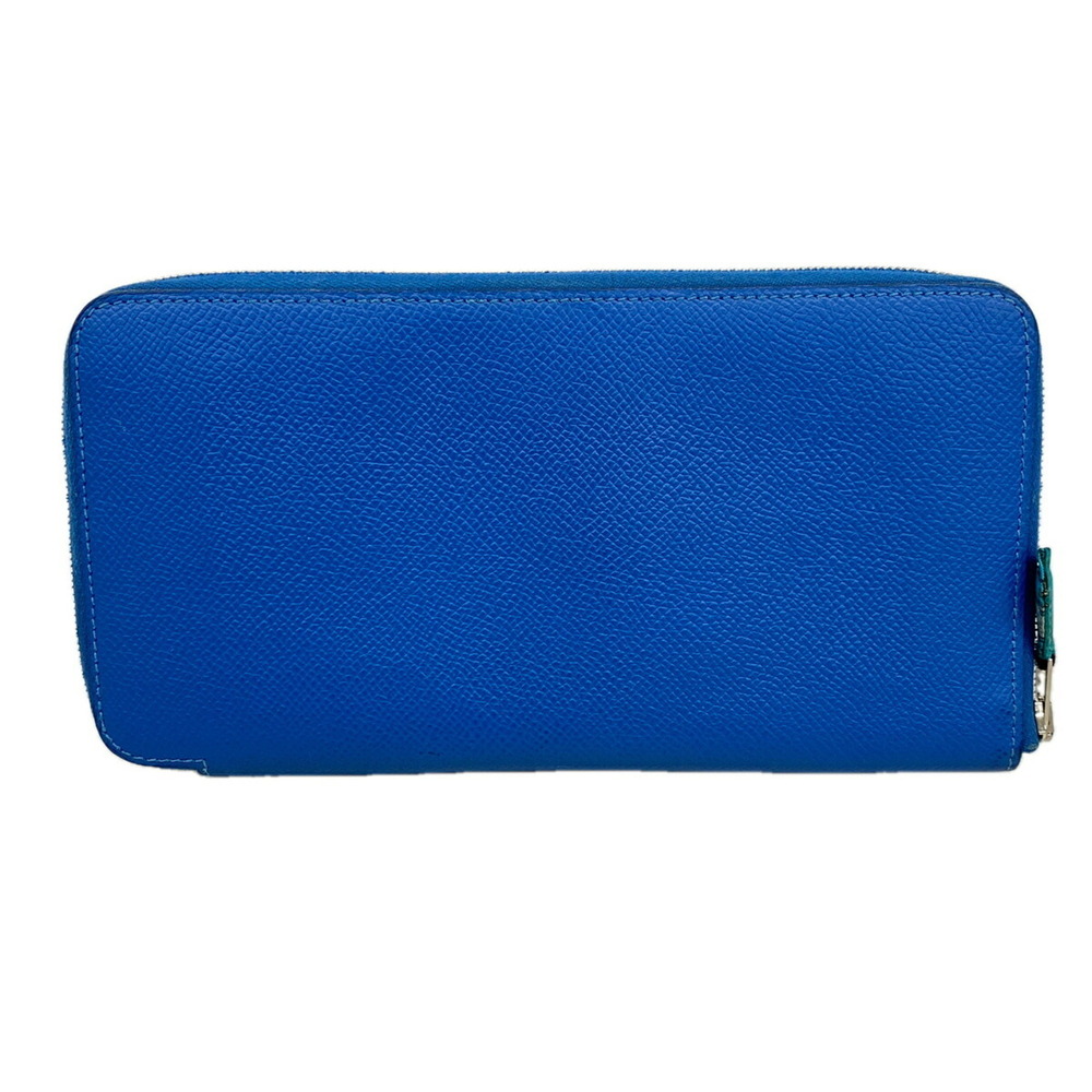 Hermes Azap Long Silk In Wallet, Veau Epsom Leather, Blue Zanzibar, □Q Stamp,...